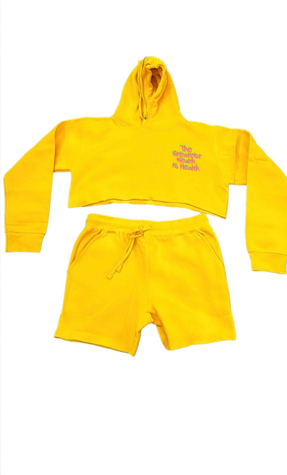 "The greatest wealth is health" Crop top short set