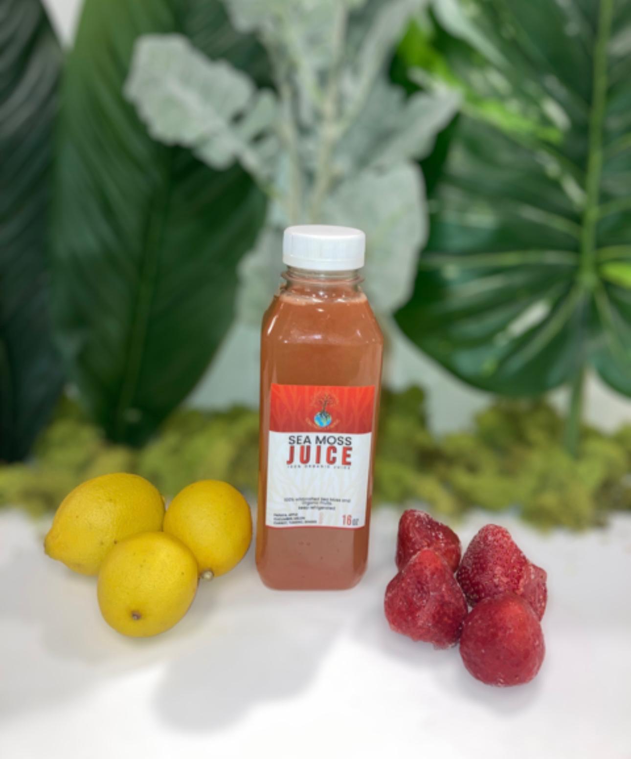 Fresh Pressed Strawberry/Lemonade Juice made from Organic fruit.